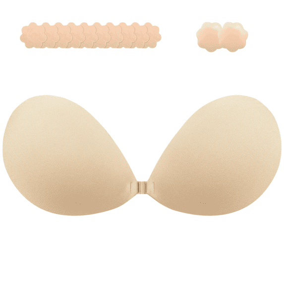 Nicelf Sticky Bra, Invisible Push-Up Adhesive Bra with Nipple Covers, Strapless Backless Bra for Wedding Dress, Swimwear, Deep V Outfits