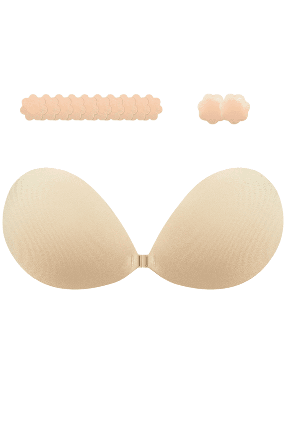 Sticky Bra, Invisible Push-Up Adhesive Bra with Nipple Covers, Strapless Backless Bra for Wedding Dress, Swimwear, Deep V Outfits