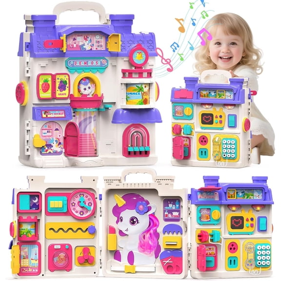 Nicella Busy Board Montessori Toy for 1 Year Old Girls - 56-in-1 Early Learning Toy for Toddlers, Perfect Birthday Gift for 1-3 Year Old Boys & Girls