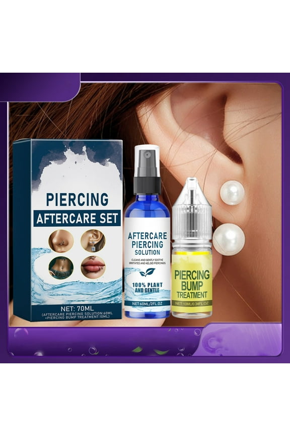 Piercing Care Set The And Discomfort Of Ear Piercing Ear Piercing Care Solution Piercing Follow Up Care Solution 60ml+Piercing Bump Solution 10ml