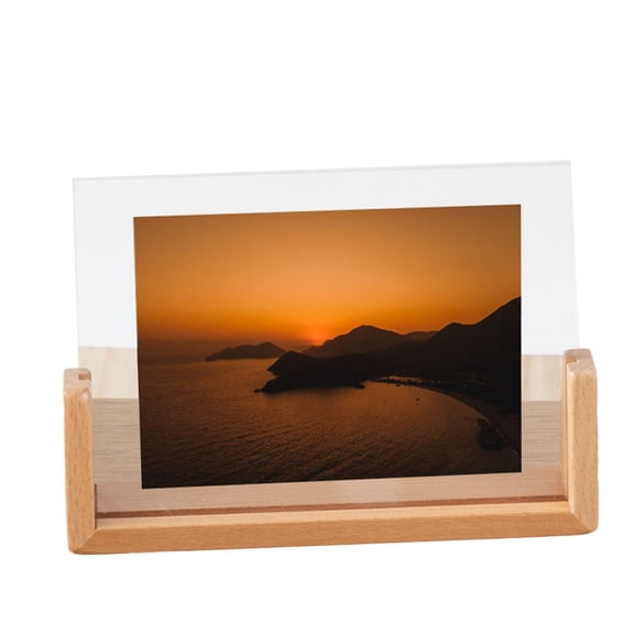 Niceminiwall 7Inch Walnut/Beech Creative Photo Frame Set Acrylic U Shape Transparent Frame DIY Minimalist Photo Frame For Office Bedroom