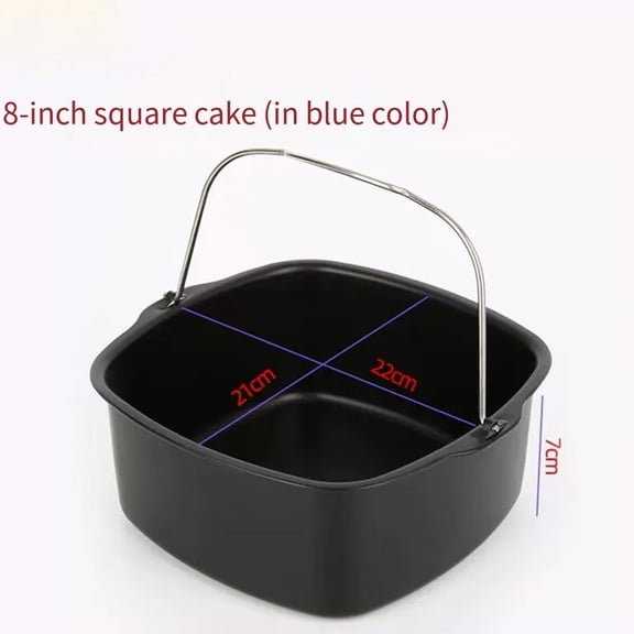 Niceminiwall Air Fryer Accessories Set,Square Cake Baskets 7", 7.5", 8" Sizes, Black 8 in