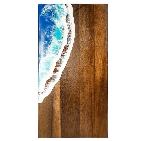 Niceminiwall Creative Wave Acacia Wood Resin Cutting Board for Kitchen Steak Bread Cheese