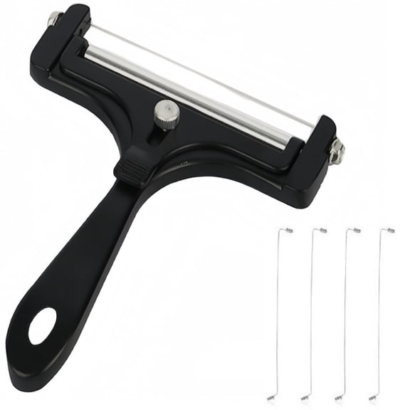 Niceminiwall Kitchen Cheese Cutter Adjustable Thickness Tool with 4 Wire Slicing Design Black