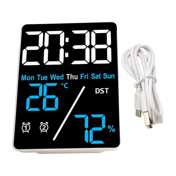 Niceminiwall Large Digital Wall Clock Temperature Date Week Display Memory Table Clock Wall-mounted Multifunctional Electronic LED Clocks