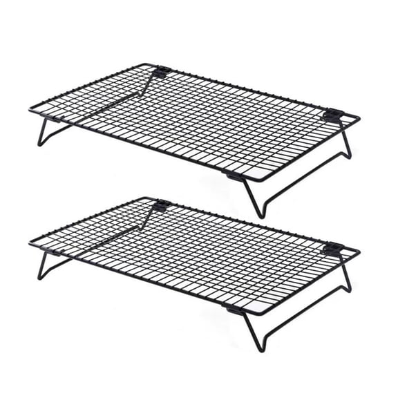 Niceminiwall Pack Of 2 Cake Rack,Stainless Steel Cooling Rack Wire Grid Baking Tray Cake Cooling Rack Pizza Bread Holder Barbecue Shelf