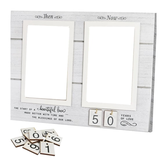 Niceminiwall Personalized Wooden Anniversary Photo Frame: Celebrate Love with for Then & Now