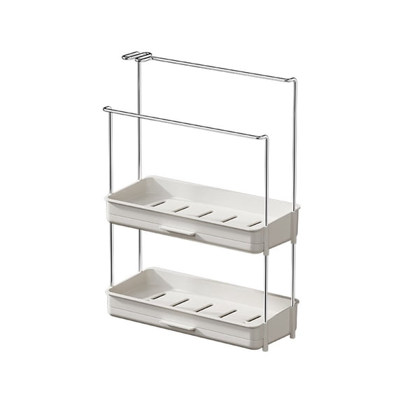 Niceminiwall Sponge Holder Kitchen Countertop Sink Organizer Soap Dispenser Brush Rag Rack Double Layer