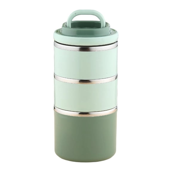 Niceminiwall Stackable Stainless Steel Lunch Box: 3-Tier Insulated with Bag & Seals green