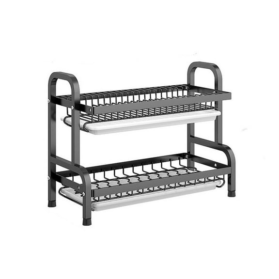 Niceminiwall Stylish and Practical 2 Tier Metal Dish Drying Rack for Organized For Kitchen