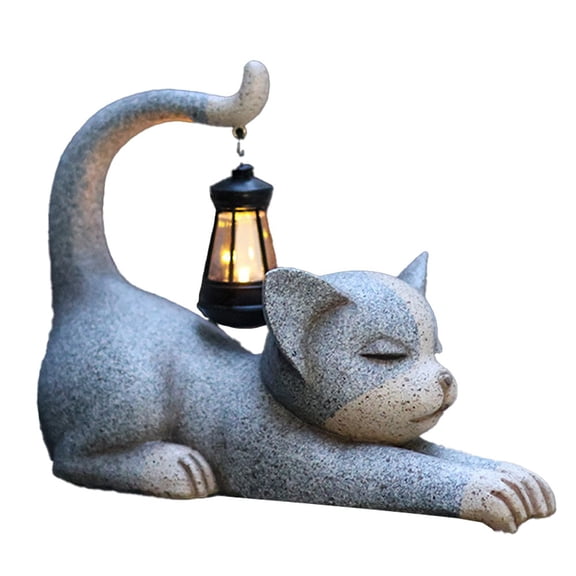 Niceminiwall for Garden for Solar Cat Ornament: a Firm and Decorative Stone Effect Home Lantern
