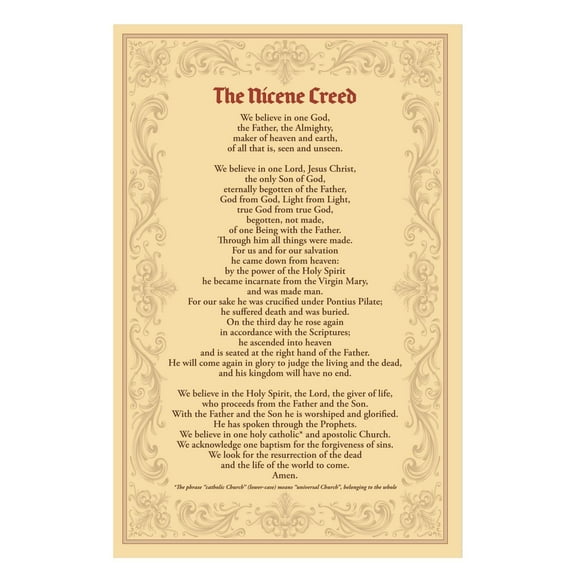 Nicene Apostle's Creed Prayer Christian Poster Bible Teaching & Inspirational Wall Chart for Classroom, Homeschool, Church & Sunday School