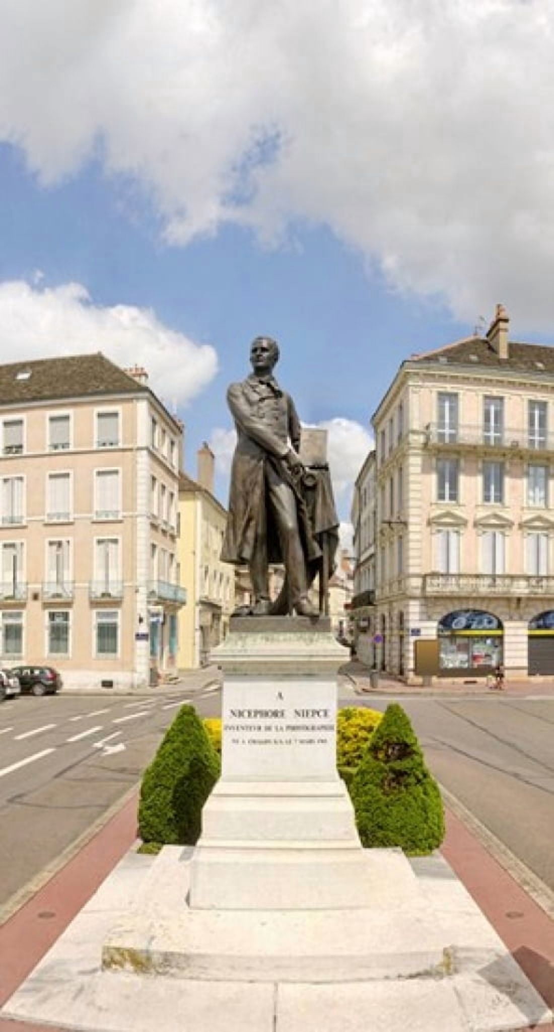Nicephore Niepce Statue Chalon-Sur-Saone Burgundy France Canvas Art - Panoramic Images (24 x 14)