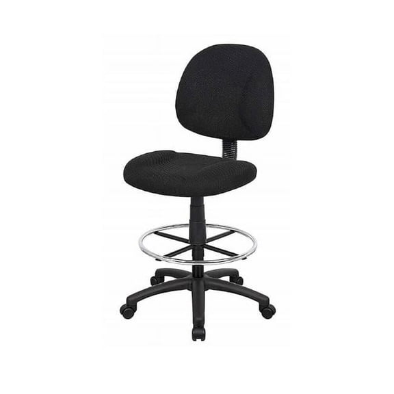 Nicer Furniture AP515 Black Fabric Drafting Chair Stool & Foot Ring - Without Arms