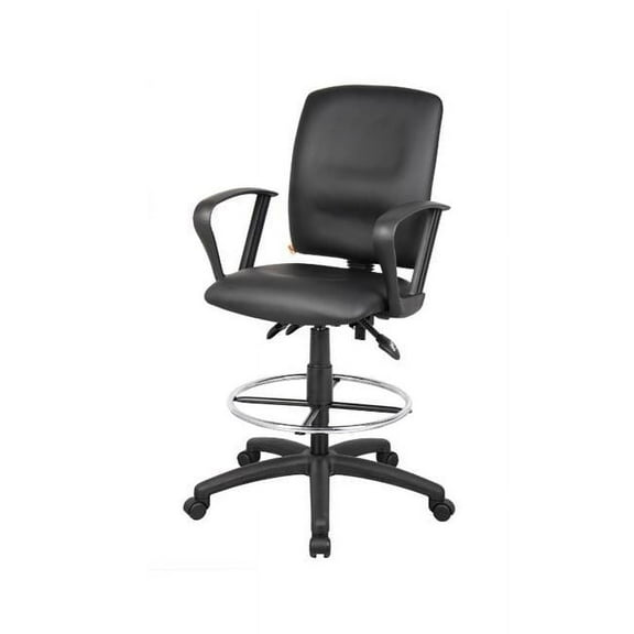 Nicer Furniture AP537P Multi-Function Leather Drafting Chair & Stool with Foot Ring - with Loop Arms