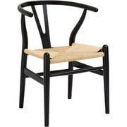 Nicer Furniture AP6108B-1 Wishbone Wood Dining Chair, Black