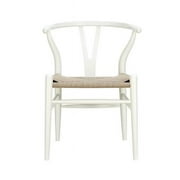 Nicer Furniture AP6108W-2 Wishbone Wood Dining Chair, White - Set of 2
