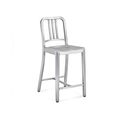 Nicer Furniture AP6118C-AL-1 Navy Style Counter Height Stool, Aluminum
