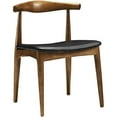 thumbnail image 1 of Nicer Furniture Elbow Dining Chair Black Faux Leather - Walnut, Set of 2, 1 of 2