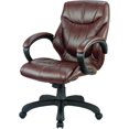 Nicer Furniture Genuine Leather Middle Back Executive Chair, Chocolate