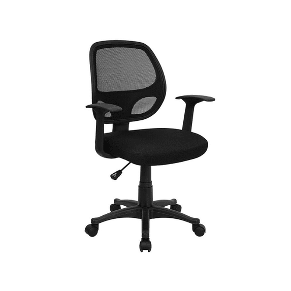 Nicer Furniture Mid-Back Black Mesh Computer Chair - With T Arms