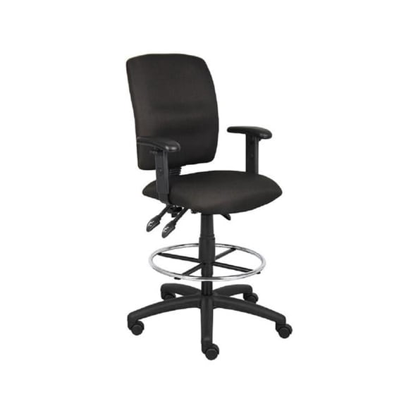 Nicer Furniture AP536F Multi-Function Fabric Drafting Chair & Stool with Foot Ring - T Arms