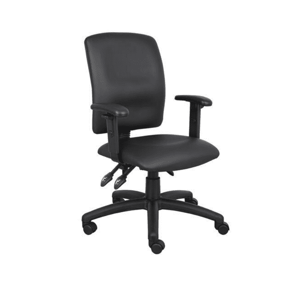 Nicer Furniture Multi-Function Office Chair Black with Adjustable T Arms - Leather