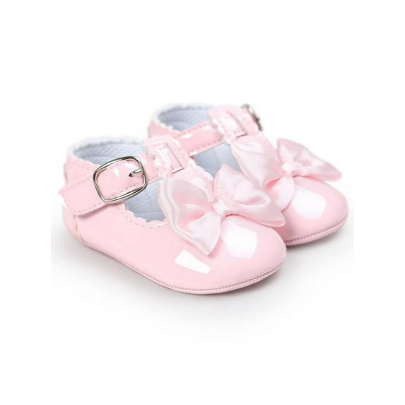Nicesee Baby Glossy PU Leather Shoes Bowknot Anti-slip