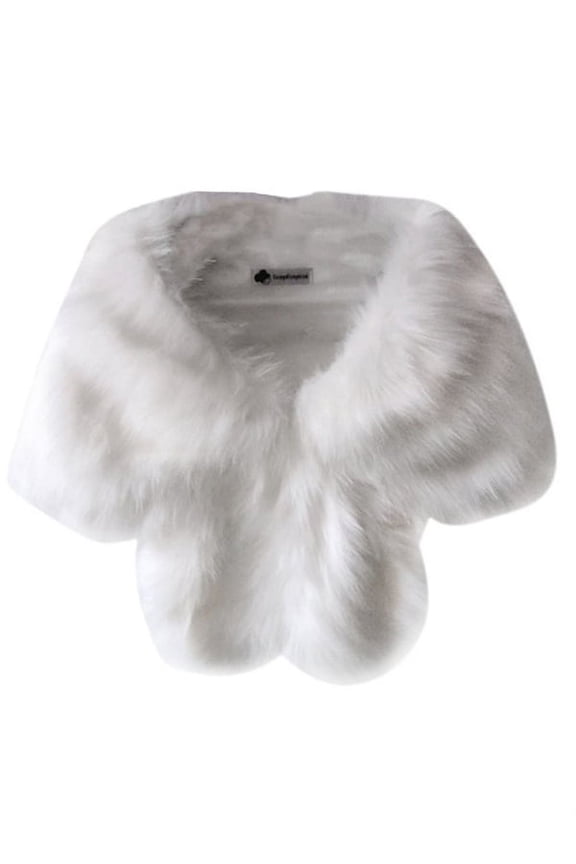 Women Winter Warm Faux Fox Fur Shawl Stole Shrug