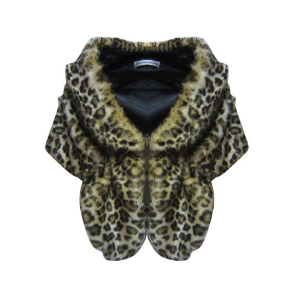 Nicesee Women Winter Warm Faux Fox Fur Shawl Stole Shrug