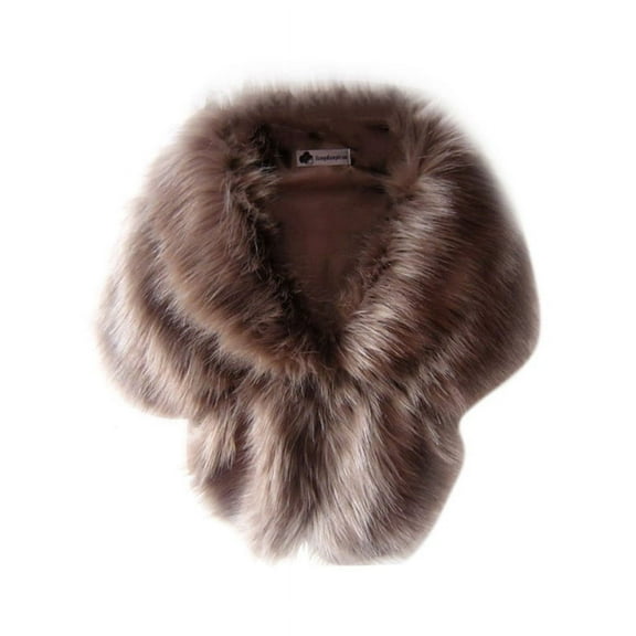 Nicesee Women Winter Warm Faux Fox Fur Shawl Stole Shrug