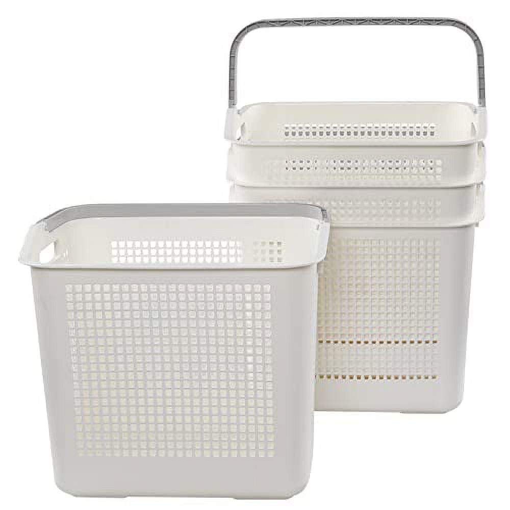 Nicesh 4 Pack 35 L Plastic Laundry Basket with Handle, White Laundry