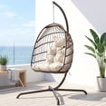 thumbnail image 1 of RADIATA Hanging Egg Chair with Stand, Outdoor Indoor Wicker Swing Chair with Cushions, 350lbs Capacity Patio Hammock Chair for Backyard, Balcony, Brown, 1 of 9