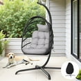 thumbnail image 1 of RADIATA Outdoor Indoor Wicker Egg Chair with Stand & Waterproof Cover, 350 lbs, Light Gray, 1 of 9