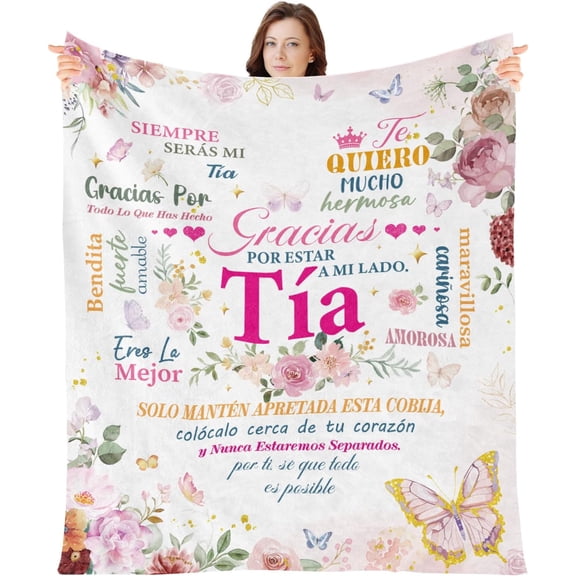 Nicetous Tia Gifts for Women - Aunt Blanket Gift in Spanish Regalos para TÃa En Español Regalo TÃa Cumpleaños Navidad Gifts for Tia from Niece Tia Auntie Blanket for Home Couch 60x50in