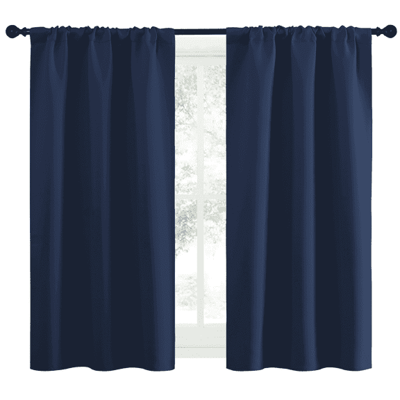 Nicetown Blackout Curtains Rod Pocket Thermal Insulated Window Drapes, Navy, 2 Panels, 34x54 inch