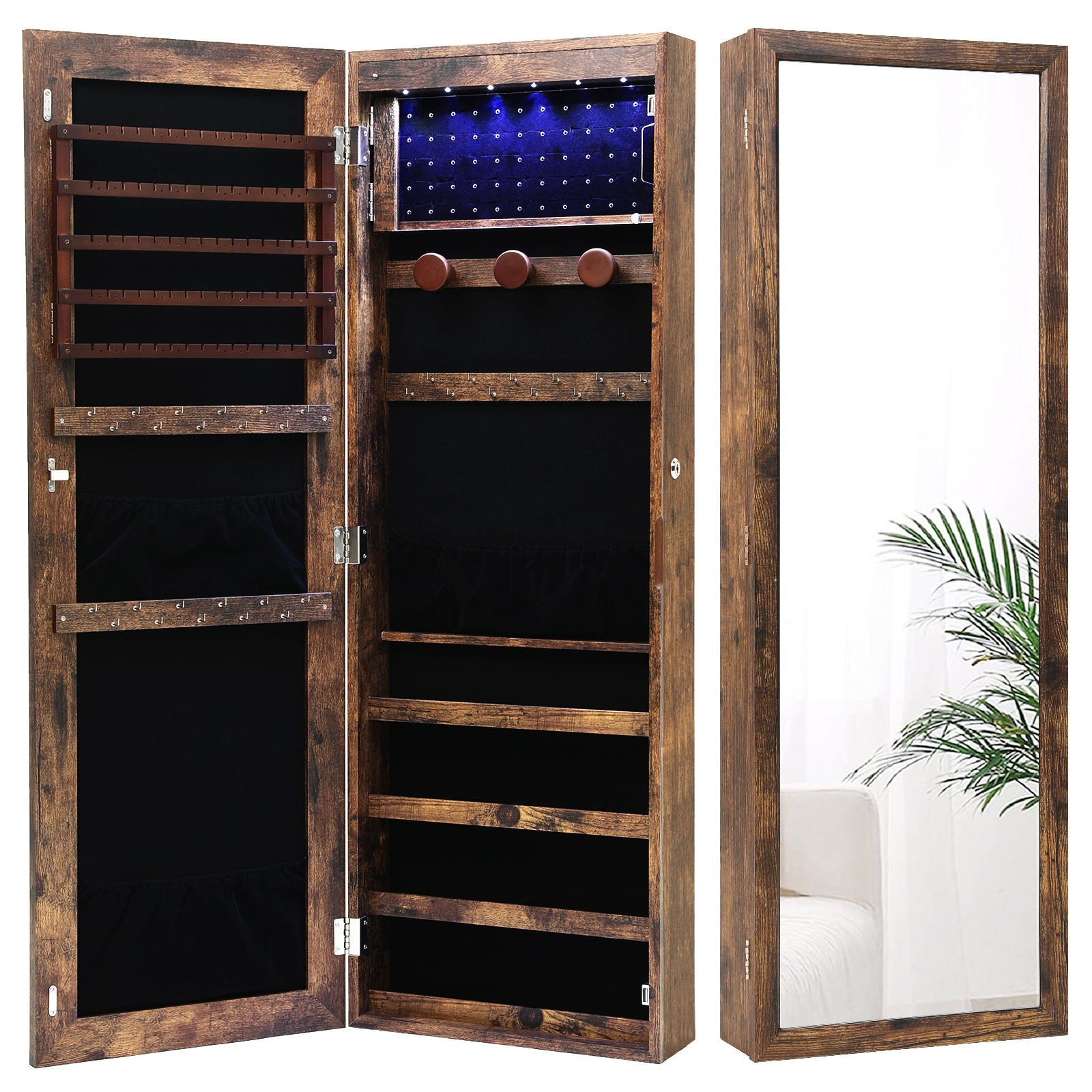 Nicetree Jewelry Armoire with Fulllength Mirror, Hanging