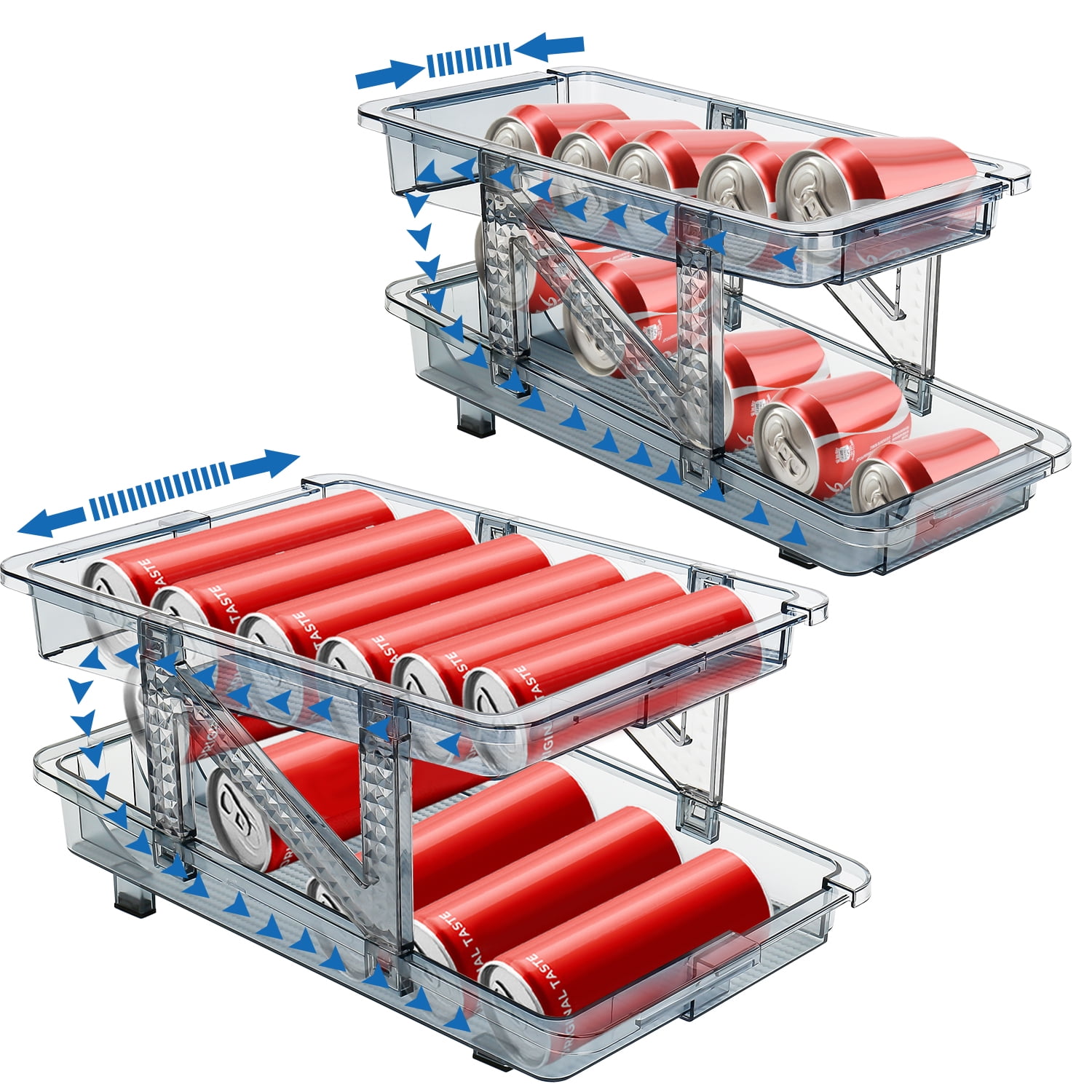 Nicewell 2 Pack Adjustable Width Drink Organizer for Fridge, Automatic