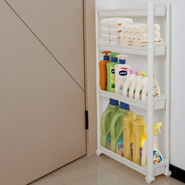 Nicewell 4 Tier Slim Storage Cart with Wheel, Wide 5.3" Rolling Cart for Narrow Place, Wider Version
