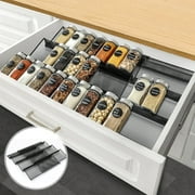Nicewell Metal Stable Drawer Spice Organizer, 4 Tier - 2 Set Expandable from 13.2" to 26.4", Save Space Spice Drawer Organizer, Will Not Slide Spice Organizer for Drawer, Black (Jars not Included)