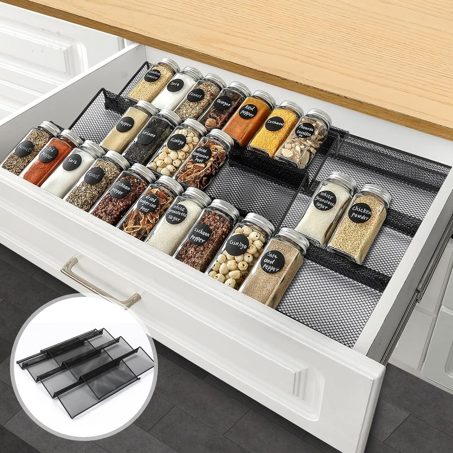 The Spicy Shelf Deluxe 1 Set of 2 Shelves Spice Rack Organizer Plastic White Walmart