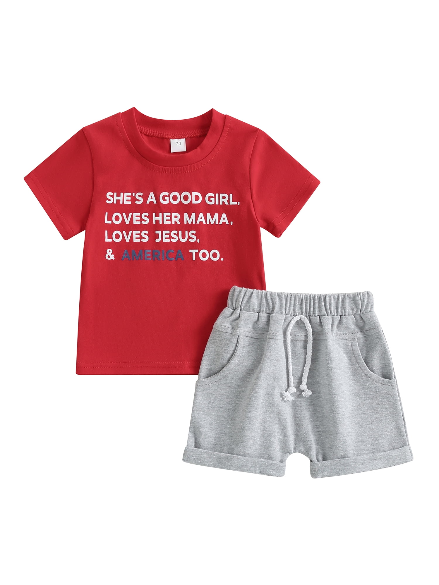 Niceyoeuk Baby Boys Shorts Set Letters Print T Shirt with Shorts Summer Outfit Infant Boy s Size 2 3 Years Red
