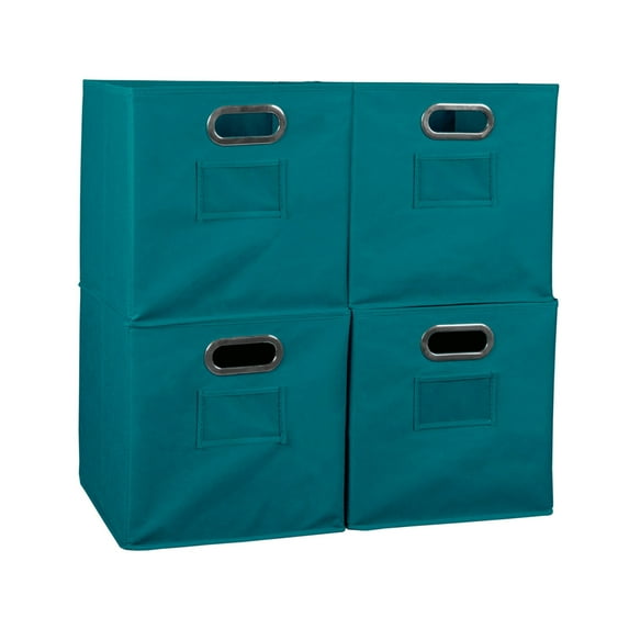 Niche Cubo Foldable Fabric Storage Bin, Built-in Chrome Handles, Set of 4 - Teal
