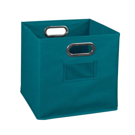 Niche Cubo Foldable Fabric Storage Bin, Built-in Chrome Handles - Teal