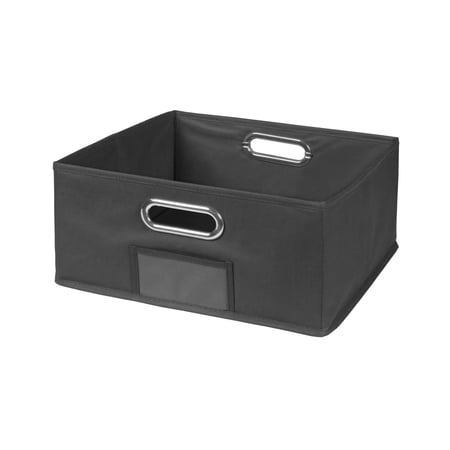 Niche Cubo Half-Size Foldable Fabric Storage Bin, Built-in Chrome Handles - Grey
