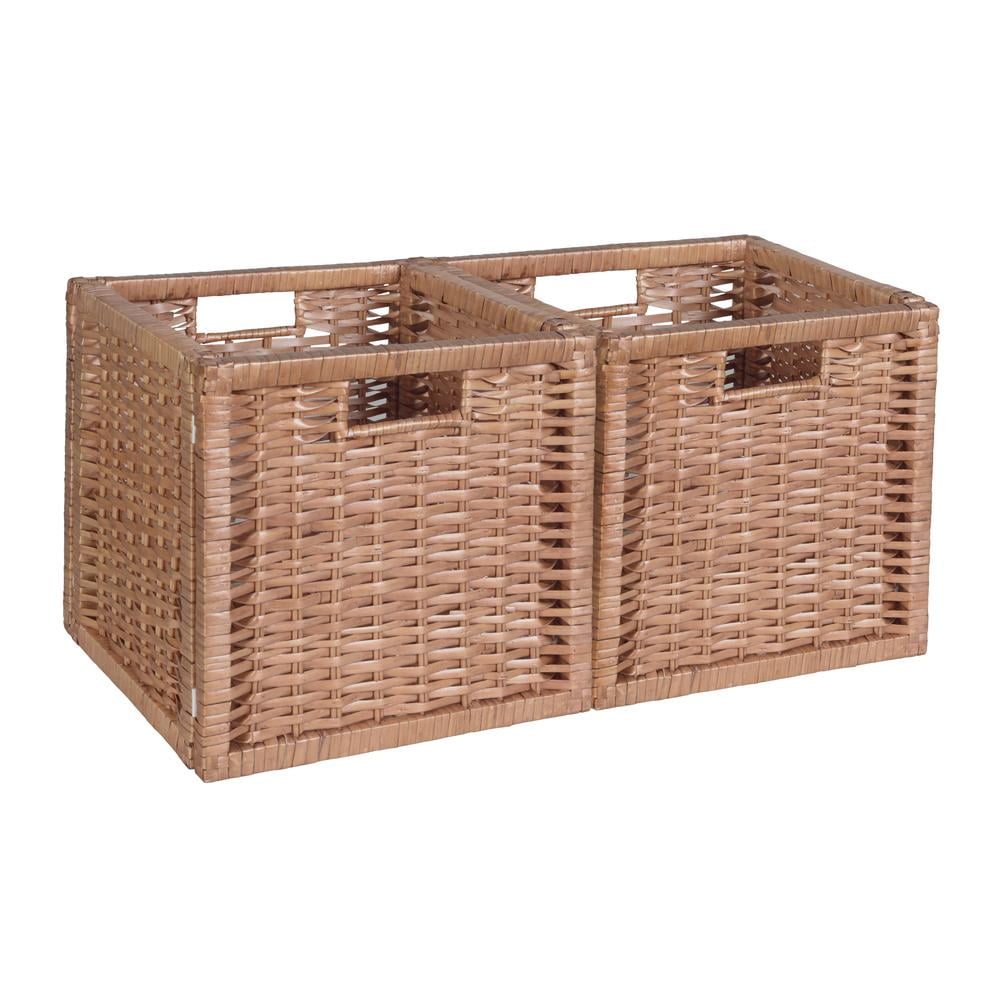 HBlife Wicker Baskets, Set of 3 Hand-Woven Paper Rope Storage Baskets,  Foldable Cubby Storage Bins, Large Wicker Storage Basket for Shelves Pantry  Organizing & Decor, Black 