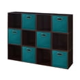 thumbnail image 1 of Niche Cubo Storage Organizer Open Bookshelf Set- 12 Cubes 6 Canvas Bins- Truffle/Teal, 1 of 6