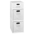 thumbnail image 1 of Niche Cubo Storage Organizer Open Bookshelf Set- 2 Full Cubes/1 Half Cube with Foldable Storage Bins- White Wood Grain/White, 1 of 8