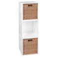 thumbnail image 1 of Niche Cubo Storage Organizer Open Bookshelf Set- 3 Cubes 2 Wicker Baskets- White Wood Grain/Natural, 1 of 7
