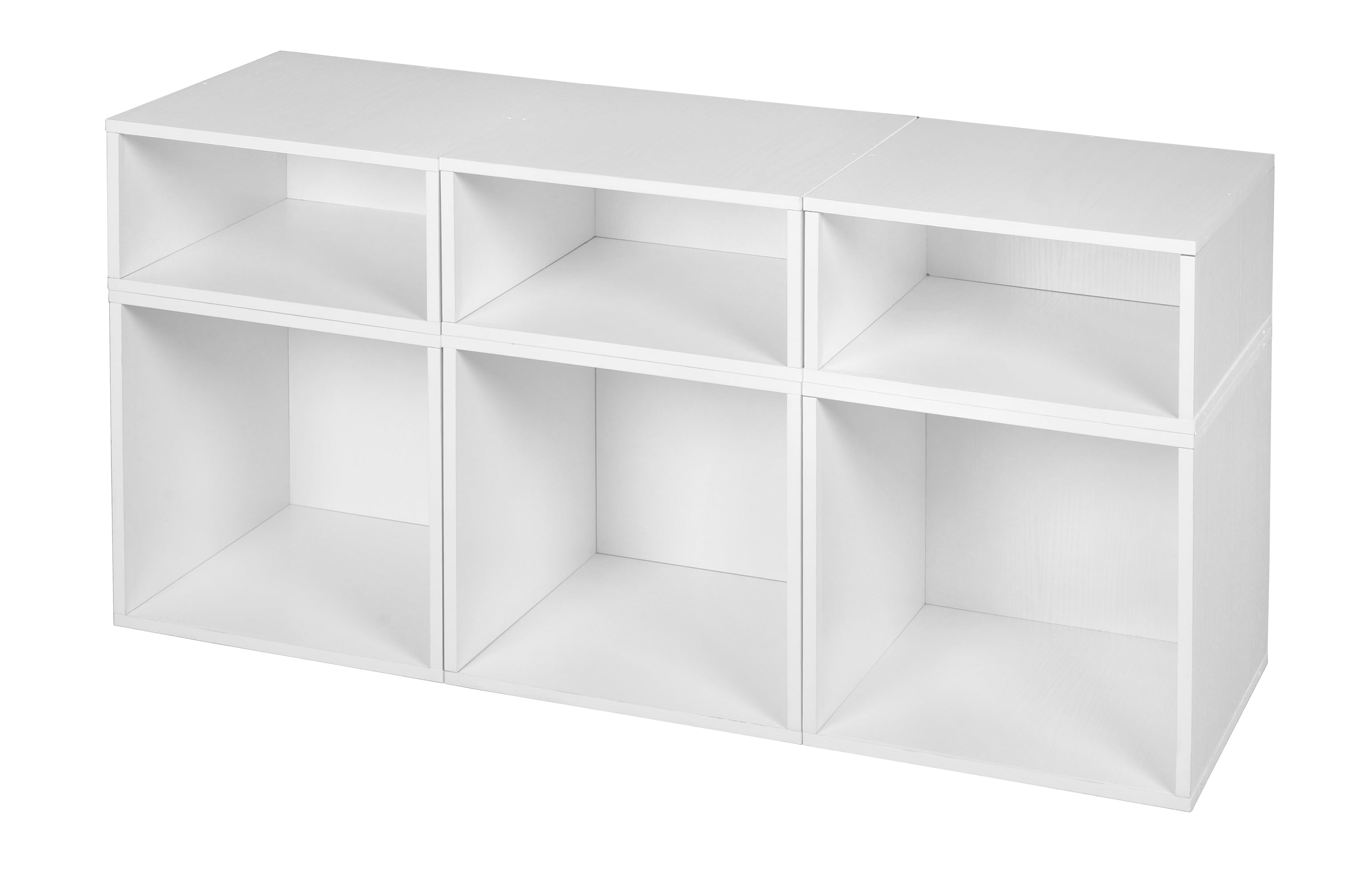Niche Cubo Storage Organizer Open Bookshelf Set 3 Full Cubes/3 Half Cubes White Wood Grain